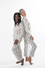 Boyfriend Polkadot Pajamas in Crimson and Blueberry